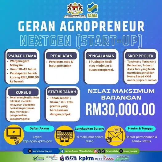 Poster Rasmi Geran Agropreneur Muda NextGen 2026 Kementerian Pertanian